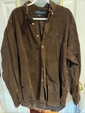 Ralph Lauren Brown Corduroy Shirt with Embroidered Pony